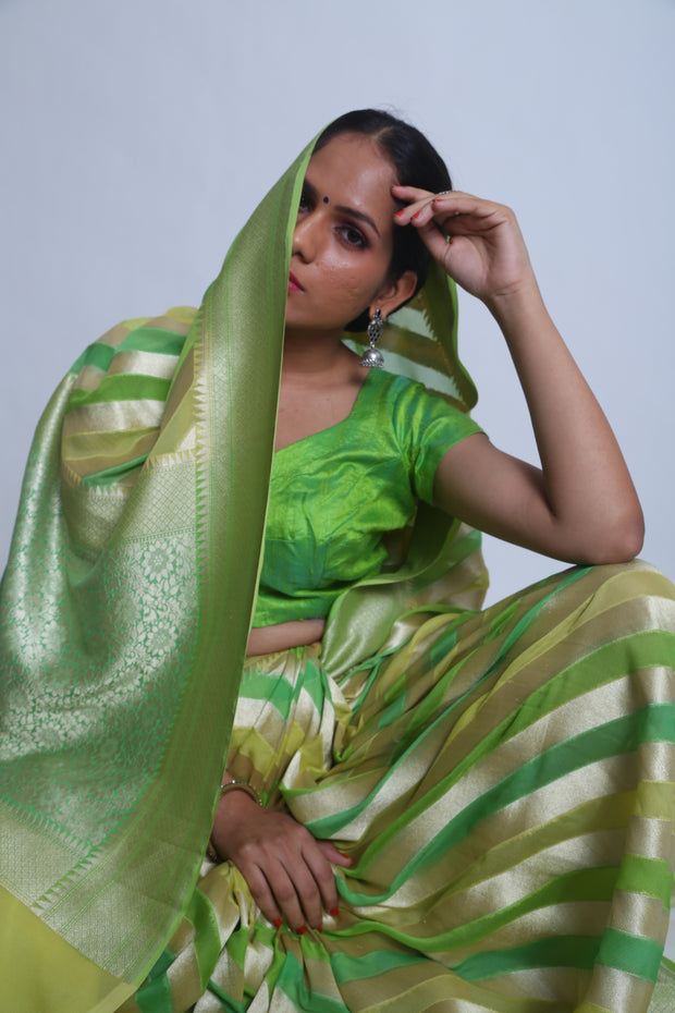 Signoraa Green Handloom Khadi Georgette saree - CHG03884