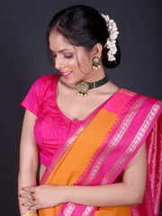 Signoraa Mustard South Cotton Chettinad Checks Saree – CCC02260