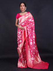 Signoraa Rani Pink Banarasi Silk Butti Saree – BSK09962