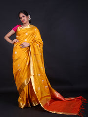 Signoraa Mustard South Silk Zari Gold Butti Saree – KSL02934M