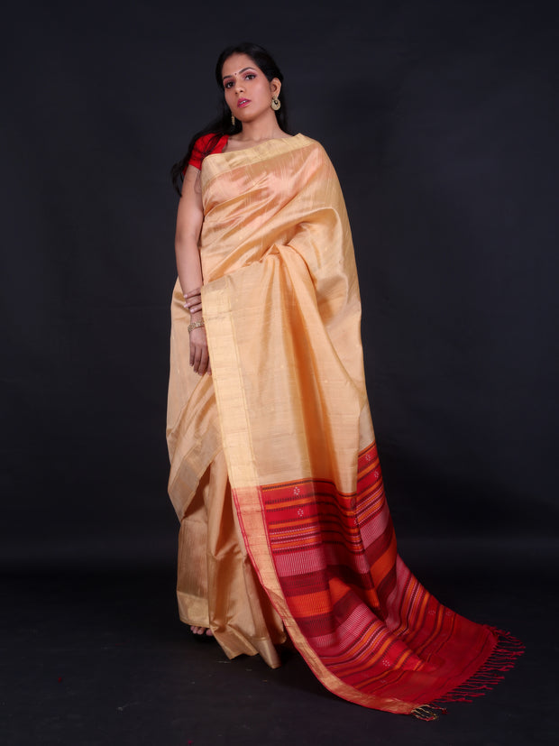 Signoraa Beige South Dupion Silk Handloom Saree – KSL03025