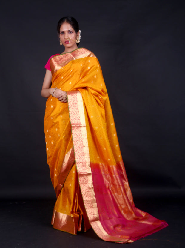 Signoraa Mustard Silk Zari Gold Butti Saree – KSL02939