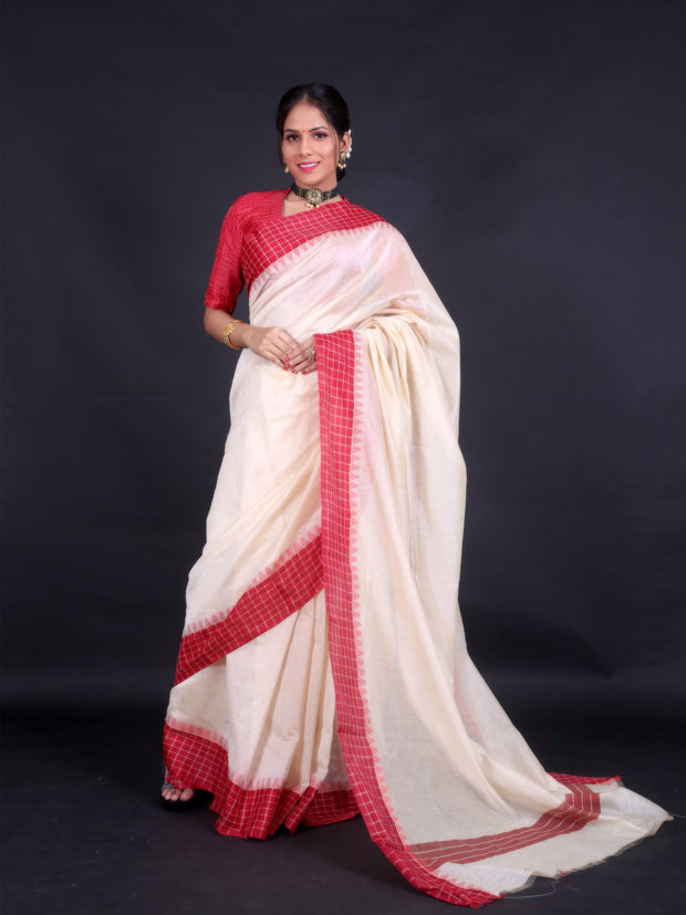 Signoraa Beige Fancy Cotton Temple Saree – FCT010659