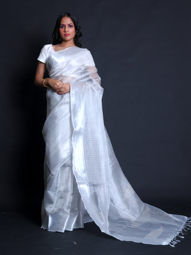 Signoraa Silver Tissue Handloom Saree – BLN00750