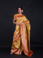 Signoraa Mustard Banarasi Cotton Jaal Saree – BSK010038