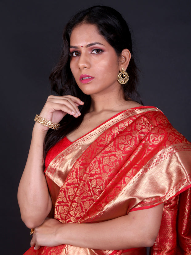 Signoraa Red Kanjivaram Silk Rudrakash Saree – KSL02937