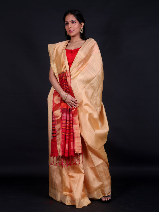 Signoraa Beige South Dupion Silk Handloom Saree – KSL03025