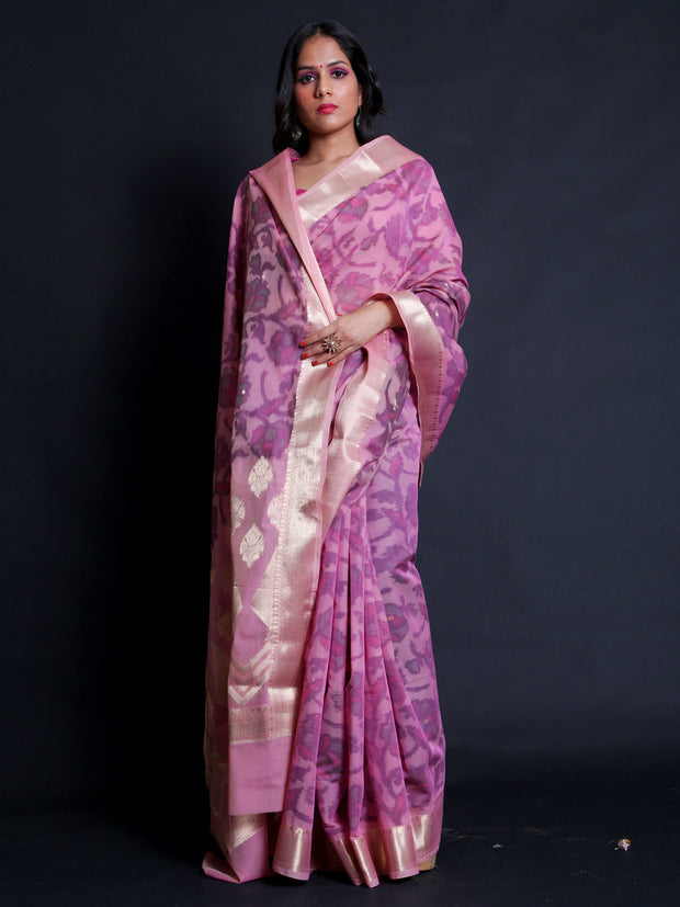 Signoraa Pink Silk Cotton Handloom Saree – CCC02254