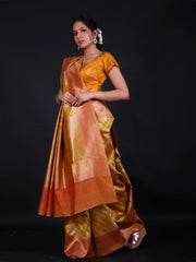 Signoraa Mustard Banarasi Cotton Jaal Saree – BSK010038
