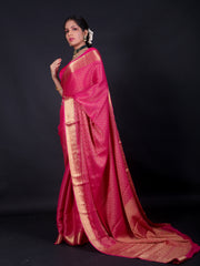 Signoraa Pink Georgette Zari Damask Saree – BLN00753