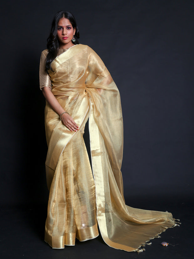 Signoraa Gold Fancy Silk Handloom Saree – BLN00750