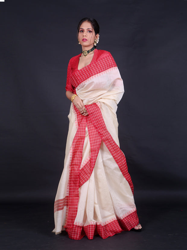 Signoraa Beige Fancy Cotton Temple Saree – FCT010659