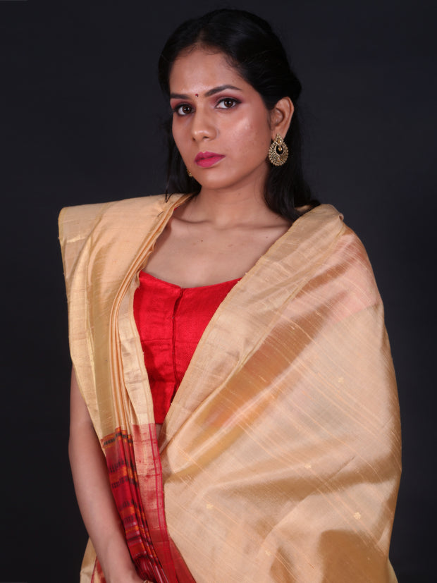 Signoraa Beige South Dupion Silk Handloom Saree – KSL03025