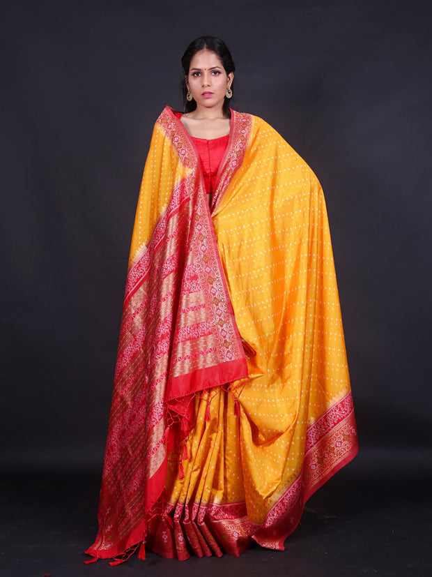Signoraa Mustard Semi Silk Butti Saree – BLN00800