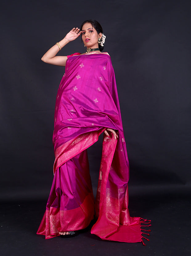 Signoraa Magenta South Silk Butti Saree – KSL03021